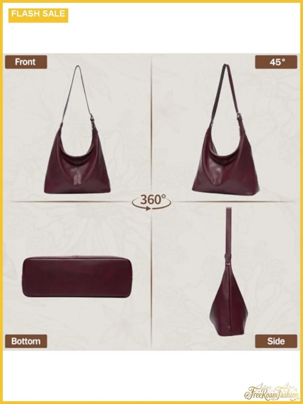 Large Vegan Leather Slouchy Hobo Bag Women Adjustable Strap Shoulder Work Purse
